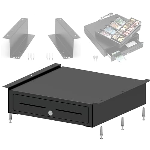 POS VALLEY Montagehalterung für Geldkästen – 2 x Schienen, für 33 und 41 cm große Schublade, einfache Montage, Stahl, Halterung, Kassenschublade (Kassette 410 + Halterungen, Zentimeter)