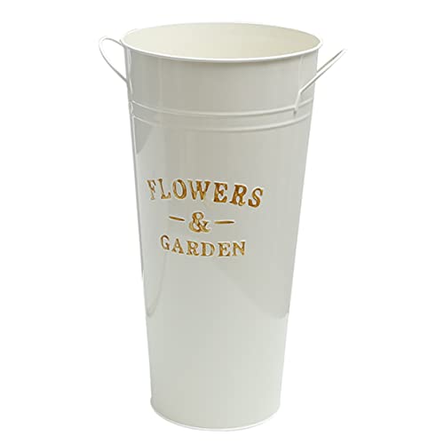 OFFSCH Seau à Fleurs en Fer 40 Cm pour Intérieur Décoration Vintage Pot de Fleurs Rétro Jardin Bureau Plante Succulente Solide