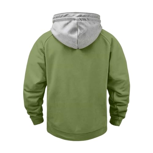 Mens Quarter Zip Hoodie Chest Pockets Kangaroo Pocket Streetwear Sweatshirt - image 8