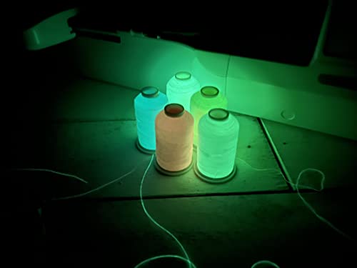 Threadart Glow In The Dark Machine Embroidery Thread | 1000M Cones Compatible With Brother Janome Pfaff Babylock Singer Bernina Husqvarna And Most Home Embroidery Machines | Teal #TOP1