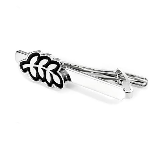 Novelty Silver Tie Clips for Men Unique Leaf Piano Anchor Note Tie Bar Neckties for Regular Wedding Business Tie Pin Clips