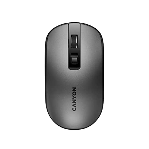 CANYON Souris Sans Fil Rechargeable MW-18, 2,4 GHz, Capteur Optique Pixart, 4 Boutons, Clic Silencieux, DPI Réglable 800/1200/1600, Batterie 300 mAh, Gris foncé