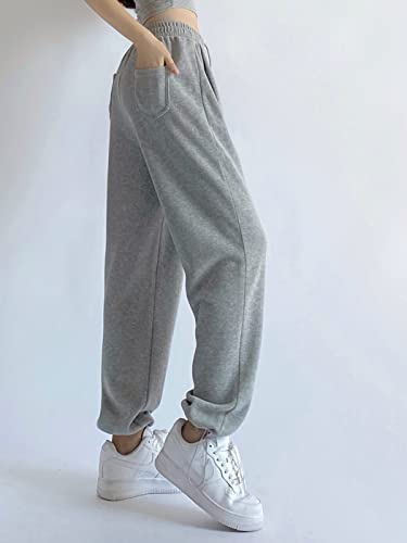 Womens Wide Leg Sweatpants Casual Yoga Pants High Waist Joggers Lounge Trousers With Pockets Grey S #TOP3