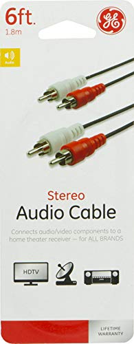 Ge Stereo Audio Cable, 6Ft. Rca Style Plugs 2-Male To 2-Male, For Tv, Vcr, Dvd, Satellite, And Home Theater Receivers, 33571 #TOP4
