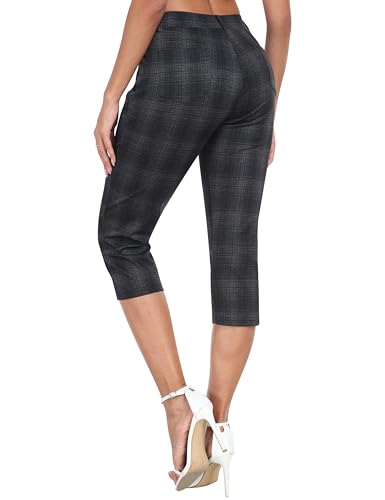 MoFiz Women's Capri Pants Summer Pull-On Stretch Straight Leg Golf Yoga & Business Casual Dressy Cropped Pants with Pockets3