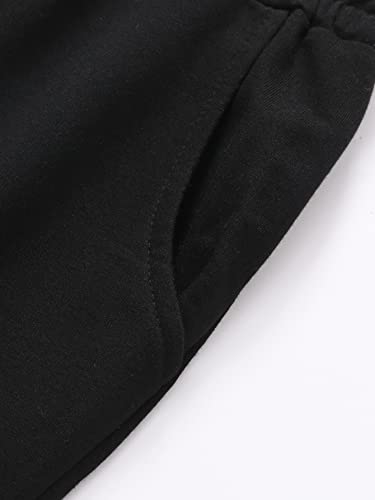 Wdirara Men's Cartoon Bear Print Drawstring Waist Sweatpants With Pocket Black M #TOP4