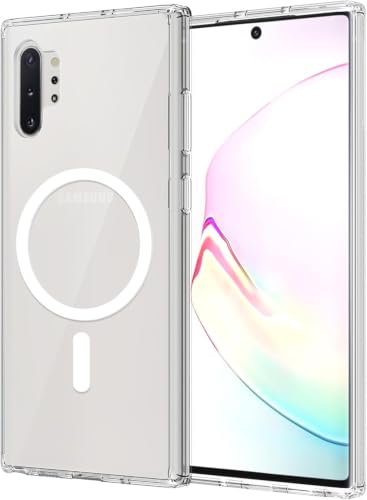 Image of JGD PRODUCTS Magnetic Case for Samsung Galaxy Note 10 Plus 5G Compatible with MagSafe, Shockproof Phone Bumper Cover, Anti-Scratch Clear Back (Clear)