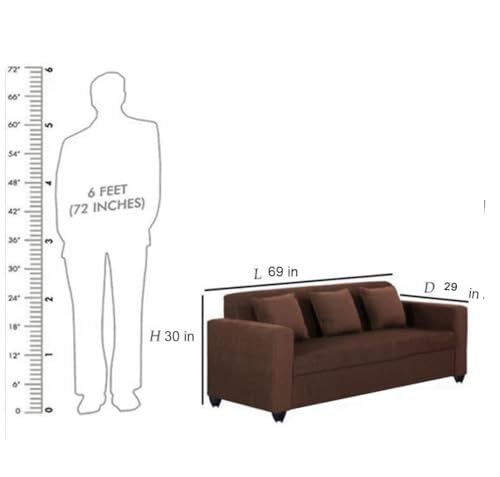Image of FURNY Lexia 5 Seater 3+1+1 Fabric Sofa Set (Brown)