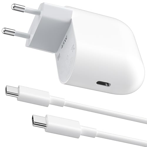 Prise et Cable Type C 45W pour iPhone 17 Pro Max et Samsung S25 Bloc Secteur