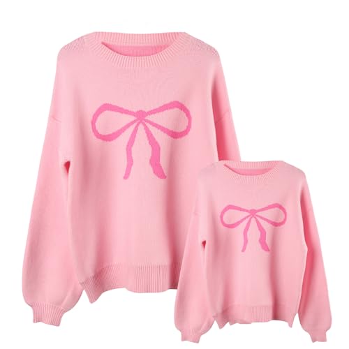 Image of Mommy and Me Matching Sweaters Outfits Heart Graphic Sweater Family Matching Clothes Long Sleeve Pullover Tops