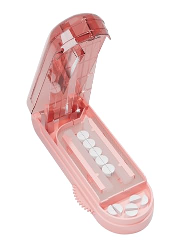 Image of Pill Cutter Splitter for Small and Tiny Pills - Pill Splitter Accurately Cuts Multiple Pills at Once for Large and Small Medicines, Sharp Blade with Safety Guard (Pink)