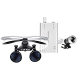 Lab Magnifier 3.5X 420MM Binocular Loupes Black Len Cone with LED Headlight HeadLamp (Silver)