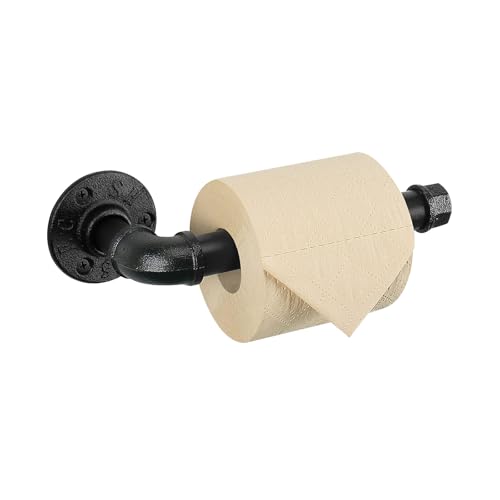 Livabber Industrial Pipe Toilet Paper Holder - Vintage Style DIY Wall Mount Roll Tissue Towel Holder for Bathroom Living Room and Kitchen (9