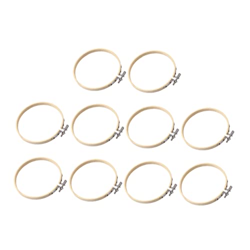Kit de bastidor de bordado Tofficu con 10 aros de bambú circulares para costura y punto de cruz