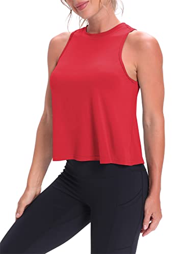 Image of Mippo Crop Tops for Women Womens Workout Tops Flowy Cropped Tank Tops Athletic Shirts