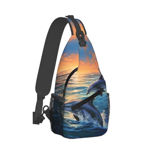 Mochila Sling para Mujer y Hombre con diseño de delfines miniatura 1