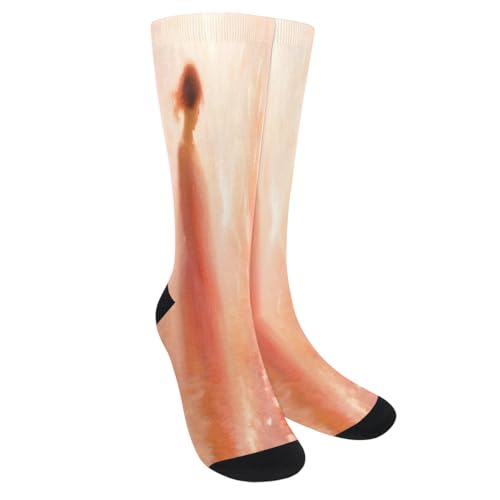 Women's Mid-Calf Socks Abstract Girl Knee High Socks Silky Soft Thin Material,Girl Tall Boot Socks 1 Pairs