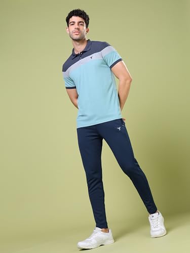 Image of TECHNOSPORT Men's Slim Fit Track Pants with Zip Pockets, ELASTO Plus Quick Dry Stretchable Lightweight Lower for Gym Running Yoga and Sports