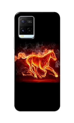 Image of PRINTFIDAA Printed Hard Back Cover Case for Vivo Y21 | Y21T | Y21s | Y21e | Y21A | Y21G | Y33S | Y33T | Y32 | Vivo T1x Back Cover (Fiery Horse) -112