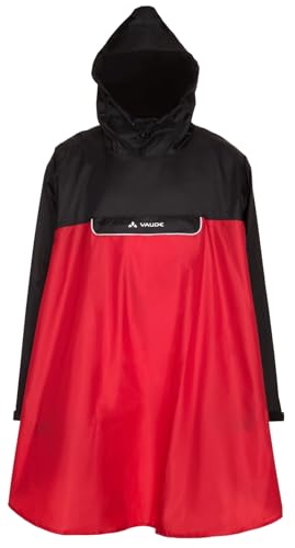 VAUDE Valero Poncho, Regenponcho mit Ärmeln, wasserdicht und winddicht, red, L