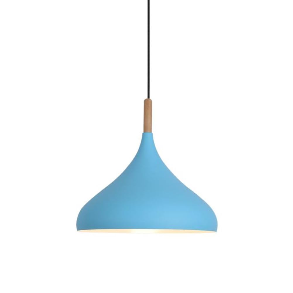 Suspension bleu 24cm en bois et métal style nordique pour îlot