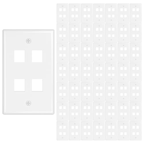 Image of iwillink 4-Port Keystone Wall Plate 50-Pack, Ethernet Wall Plate