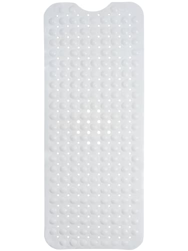 Image of ENKOSI Bath Mat - Large Non Slip Bathtub & Shower Mat - Extra Long 40 X 16 Inch Bathroom Mats for Tub Nonslip Anti Slip Bathmats (40X16 White 1-Pack)