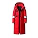 Produktbild Lange weiße Daunenjacke mit Kapuze für Herren, warm, lose Daunenmäntel, rot, S