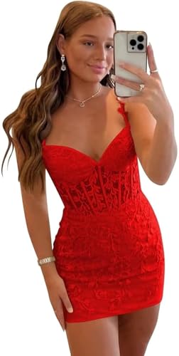 Junior's Strapless Short Prom Dresses Lace for Teens Tight Tulle Homecoming Dress Cocktail Gowns