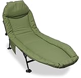 Fishing Bed Chair 6 Leg Adjustable Padded Mattress with Built-In Pillow Folding Camping Carp Fishing Bed with Mud Feet Side Pocket Durable Steel Frame 199x65x31cm