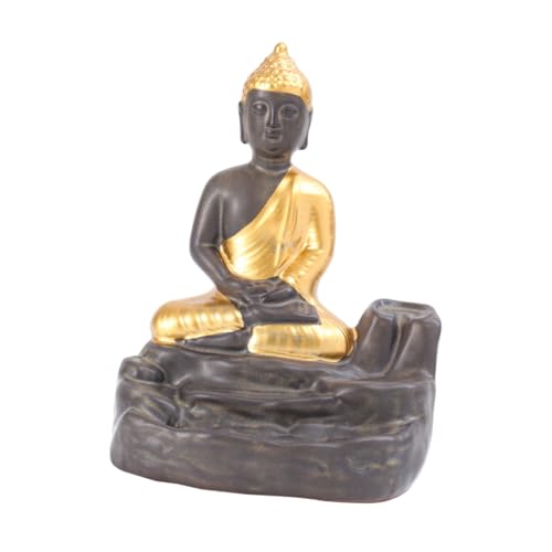 Sosoport 1Pieza Quemador de Incienso de Buda Dorado con Diseño de Reflujo Aromaterapia Decorativa para Oficina y Hogar para Amigos y Familia