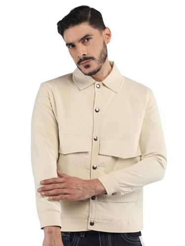 Image of CHKOKKO Men's Fleece Solid Winter Wear Regular Fit Standard Length Jacket