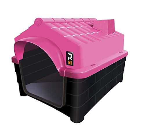 Kit Casinha Caixa De transporte E Sanitário Pet Dog N1 Cor:rosa