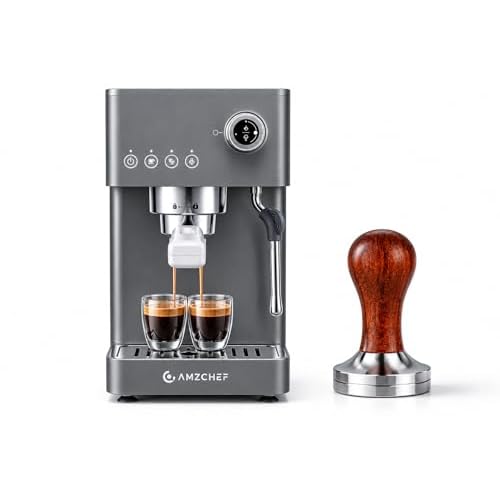 AMZCHEF Espresso Machine with Grinder, 3 Temp 197-205℉ Professional Espresso Machine, 3-10s Pre-Infusion, 20 Grind Settings, Latte Cappuccino Maker Home Barista, Black