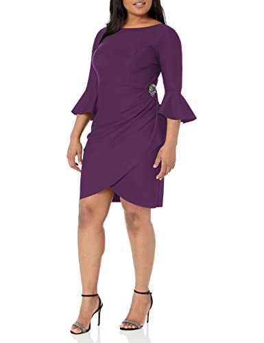 Image of Alex Evenings Women's Slimming Short Cocktail Dress with Bell Sleeves, Wedding Guest (Petite and Regular Sizes)