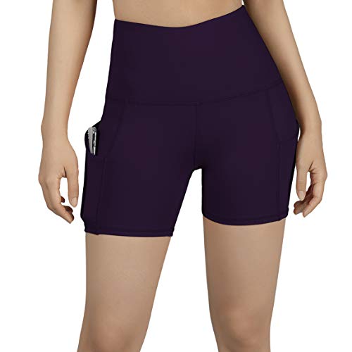 ODODOS High Waist Out Pocket Yoga Short Tummy Control Workout Running Athletic Non