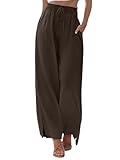 CHICZONE Womens Palazzo Pants Drawstring Elastic Waist Casual Wide Leg Trousers with Pockets Coffee