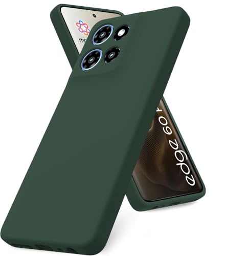 Image of DIZORO Microfiber Candy Case for Motorola Edge 60 Pro case 5G Smooth Touch Cushion Liquid Soft Silicone Gel Rubber Phone Cases Non-Slip Full Body Protective Shockproof Back Cover - Forest Green