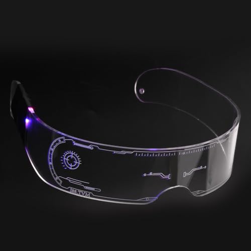 Gafas de visera LED, 7 colores, 3 modos de iluminación, lentes luminosos recargables para Halloween, cosplay, bar, club, fiesta de festivales, gafas de neón futuristas (2 unidades)