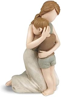 Mother and Son Figurines Statues, The Greatest Bond Mon and Child Sculptures, Sculpted Hand-Painted Figures with Gift Card for Anniversary Birthday (Multicolor)