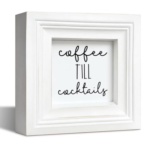 Coffee Wood Sign, Farmhouse Decor, 5.9x5.9x1.2 inches