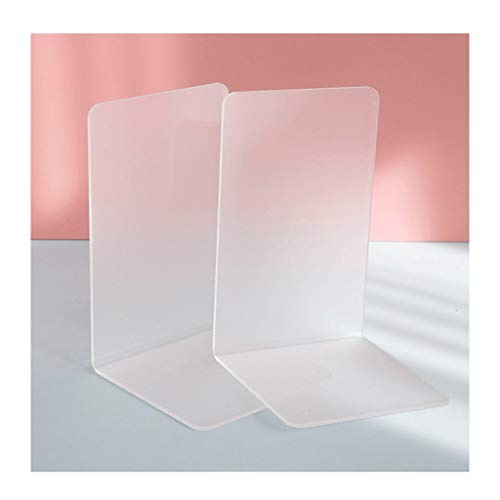 Sujetalibros de acrílico para Dormitorio, Biblioteca, Oficina, Material Escolar, papelería Decorativa (Color: Transparente, 1 par, Blanco, 1 par)