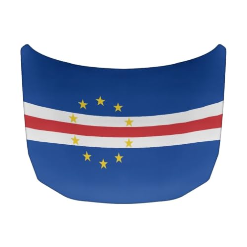 Image of Cape Verde Flag Print Car Hood Cover Elastic Polyester Car Hood Protector Auto Patriotic Decorations Waterproof Sunproof Automotive Exterior Accessories for Sports Events and Outdoor Use
