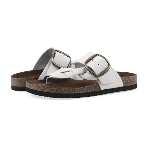 White Mountain Women's Harleta Braided Footbed Sandal, White Leather, 10 M by WHITE MOUNTAIN - Used condition - Image 2