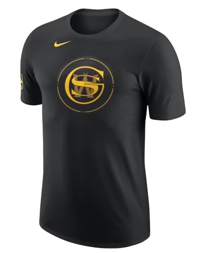 Nike Men's NBA City Edition Essential Warmup Logo T-Shirt (US, Alpha, Large, Regular, Regular, Black, Golden State Warriors)