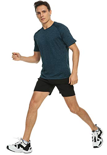 Xelky 4-5 Pack Men's Dry Fit T Shirt Moisture Wicking Athletic Tees Exercise Fitness Activewear Short Sleeves Gym Workout Top