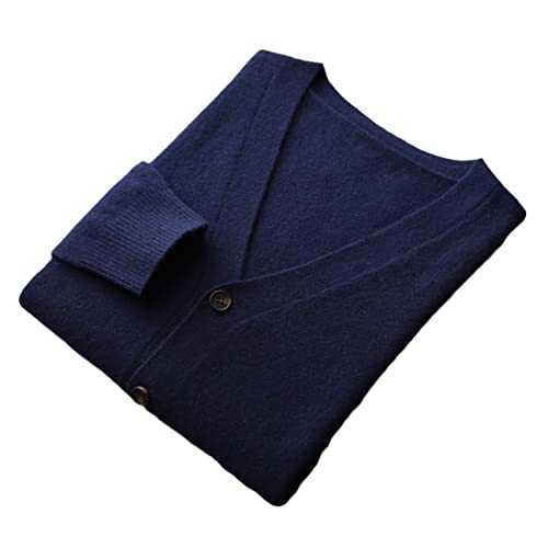 Cardigan en cachemire homme bleu marine veste en laine col v manches longues XXL