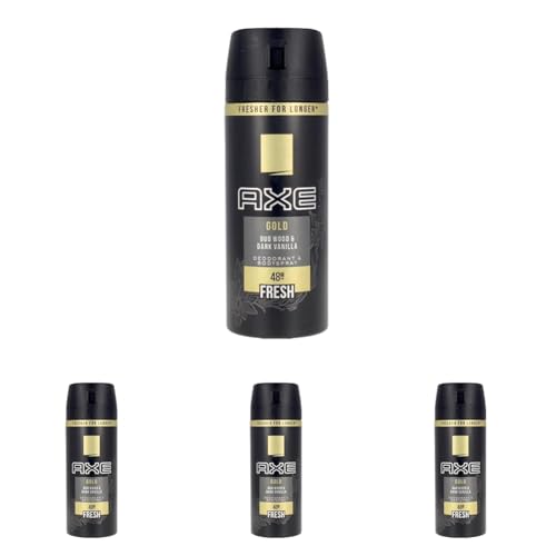 Desodorante en Spray Axe Gold Dark Vanilla 150 ml (Paquete de 4)