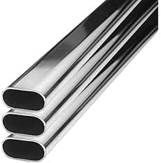 8 Feet (96") Long Oval Wardrobe Closet Tubing Rod Application Clothes Hanging - Set of 3, 96 In Long (Polished Chrome). Stylish and Durable