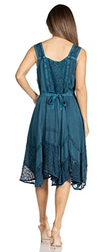 Image of Sakkas Magdilena Stonewashed Corset Front Embroidered Dress